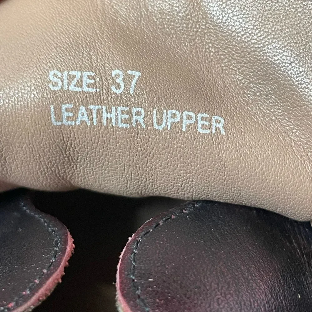Frye Metallic Reddish/Purple Leather Upper Slip On Chunky Platform Shoes(37/6.5)